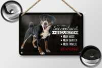 Blechschild Spruch 18x12cm Sennenhund Security mein Haus Schild