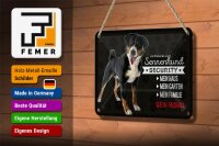 Blechschild Spruch 18x12cm Sennenhund Security mein Haus Schild