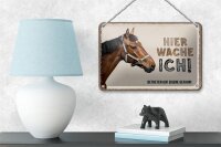 Blechschild Spruch 18x12cm Pferd links hier wache ich eigene Gefahr Schild