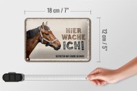 Blechschild Spruch 18x12cm Pferd links hier wache ich eigene Gefahr Schild