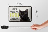 Blechschild Spruch 18x12cm Katze hier wache ich eigene Gefahr Schild