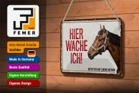 Blechschild Spruch 18x12cm Pferd hier wache ich eigene Gefahr Schild