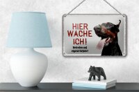 Blechschild Spruch 18x12cm Dobermann hier wache eigene Gefahr Schild