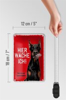 Blechschild Spruch 12x18cm Dobermann hier wache eigene Gefahr Schild