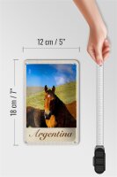 Blechschild Reise 12x18cm Argentinien Wiese Pferde Urlaub Schild
