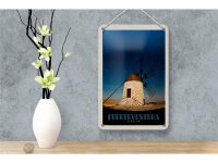 Blechschild Reise 12x18cm Fuerteventura Spanien Windrad Dekoration