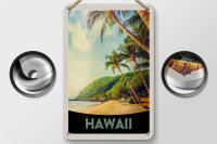 Blechschild Reise 12x18cm Hawaii Insel Strand Palmen Sonne Schild