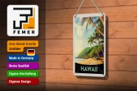 Blechschild Reise 12x18cm Hawaii Insel Strand Palmen Sonne Schild