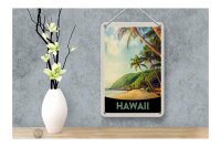 Blechschild Reise 12x18cm Hawaii Insel Strand Palmen Sonne Schild