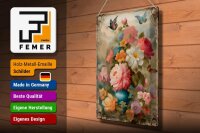 Blechschild 20x30cm Vintage Blumen Bouqet