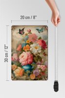 Blechschild 20x30cm Vintage Blumen Bouqet