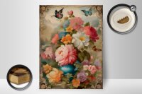 Holzschild 30x40cm Vintage Blumen Bouqet