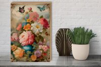 Holzschild 30x40cm Vintage Blumen Bouqet