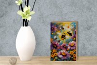 Holzschild 12x18cm Bienen Blumenfeld