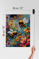 Holzschild 30x40cm Bienen Blumenfeld 2