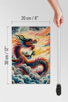 Holzschild 20x30cm Chinesischer Drachentanz