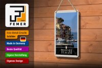 Blechschild Reise 12x18cm Toskana Italien Hafen Meer Dekoration