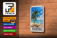 Blechschild Reise 12x18cm Mauritius Indischer Ozean Insel Schild