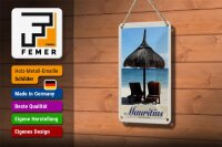 Blechschild Reise 12x18cm Mauritius Indischer Ozean Liege Schild