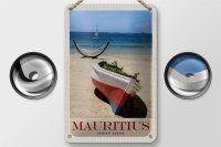 Blechschild Reise 12x18cm Mauritius Indischer Ozean Boot Schild