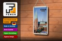 Blechschild Städte Lübeck Deutschland Marienkirche 12x18cm Schild