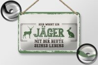 Blechschild Spruch 18x12cm Hier wohnt ein Jäger mit der Beute Schild