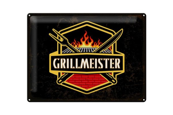 Blechschild Spruch 40x30cm Grillmeister Deko