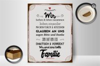 Holzschild Spruch 30x40cm Wir lachen und leben zusammen Deko