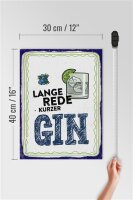 Holzschild Alkohol 30x40cm Lange Rede kurzer GIN Deko
