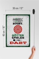 Holzschild Spruch 30x40cm Männer Fußball Helden Rugby Götter Dart Deko