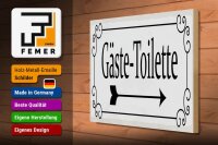 Holzschild Hinweis 40x30cm Gäste-Toilette rechts Pfeil Deko