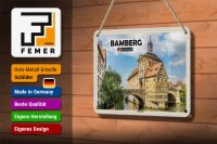 Blechschild Städte Bamberg Altes Rathaus Fluss Deko 18x12cm Schild